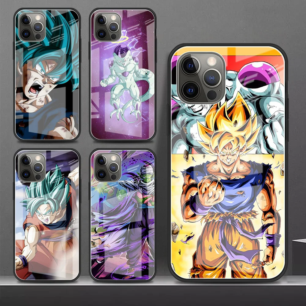 

Стеклянный чехол для Apple iPhone 13, 12, 11 Pro Max, роскошный смартфон Movil XR, X, 8, 7 Plus, 6S, 6, XS, SE, Celular Funda Dragon Ball Z Super