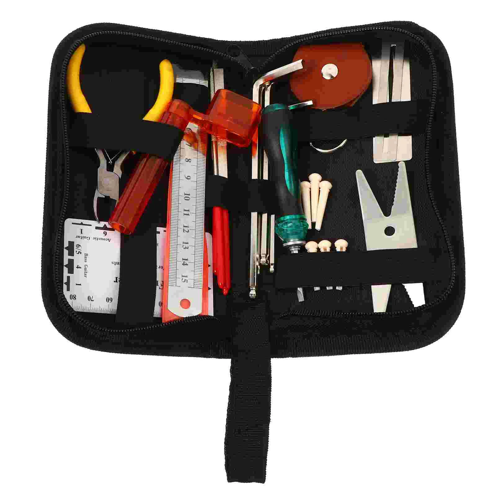 

1 Set/ 22pcs Guitar Repairing Maintenance Tool With Steel Ruler, Scewdriver, hex, string Winder, storage Bag Etc For Or String