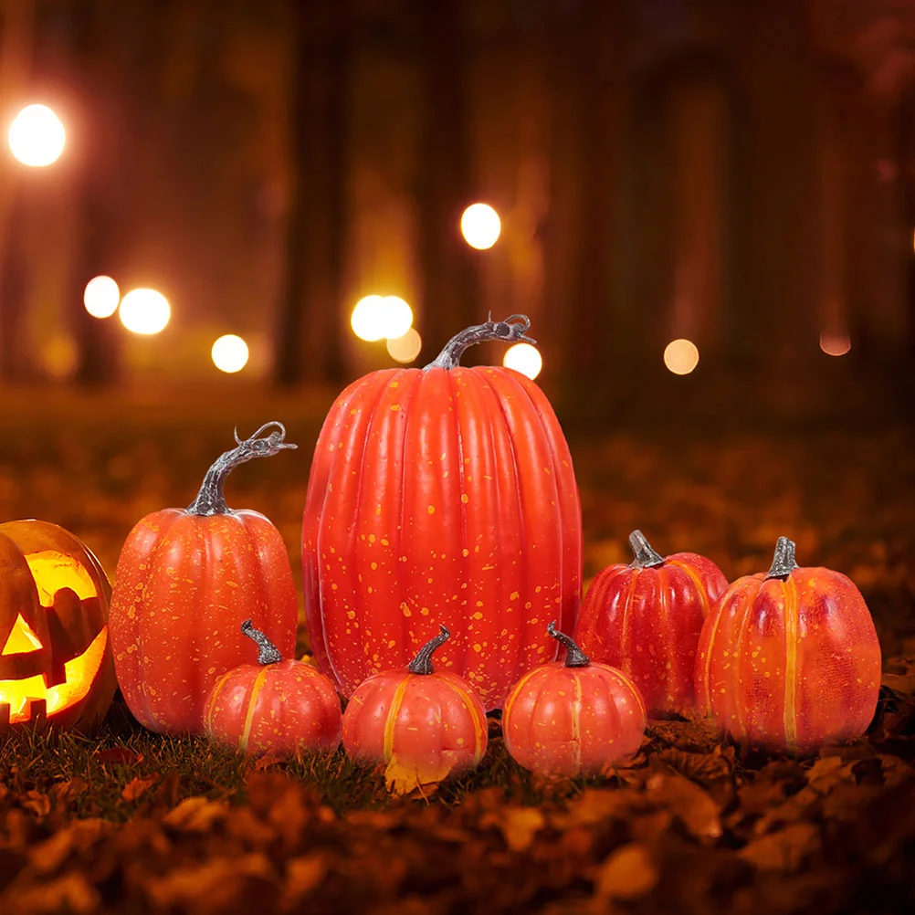 

8Pcs Harvest Festival Decorations Artificial Pumpkins Fall Fake Foam Pumpkin Decors
