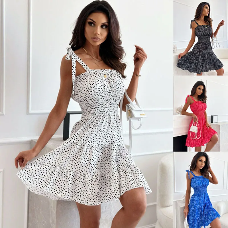 

Летнее Новое сексуальное облегающее платье с открытой спиной и поясом в горошек