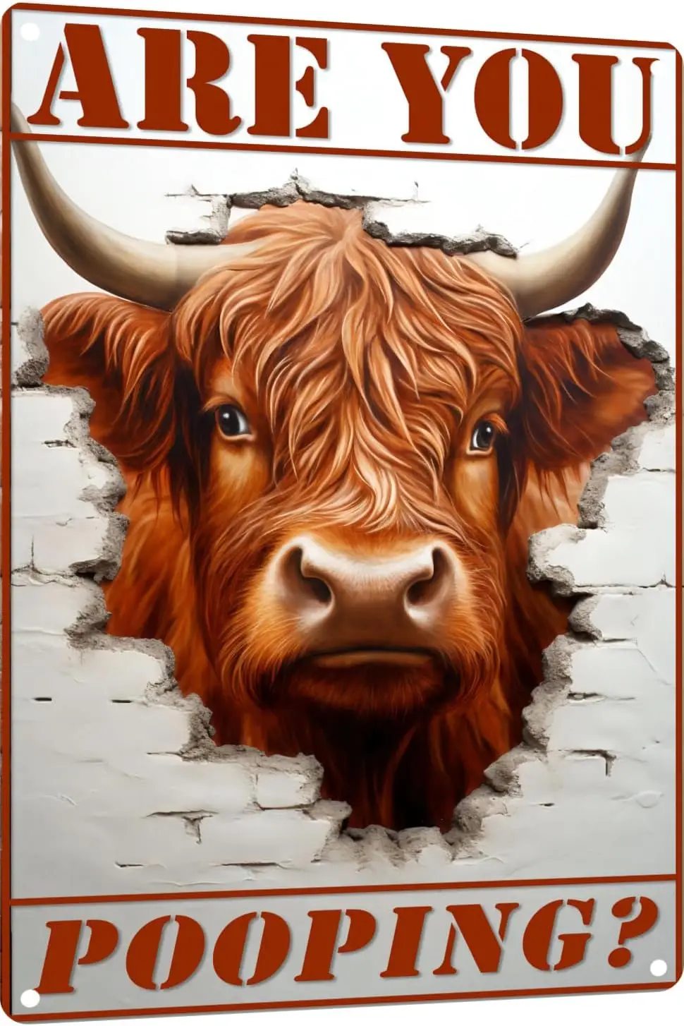 Забавный металлический Sgn Hghland Cow 3D Are you Poopng Vntage Wall Art Decoraton Lvng Домашний декор