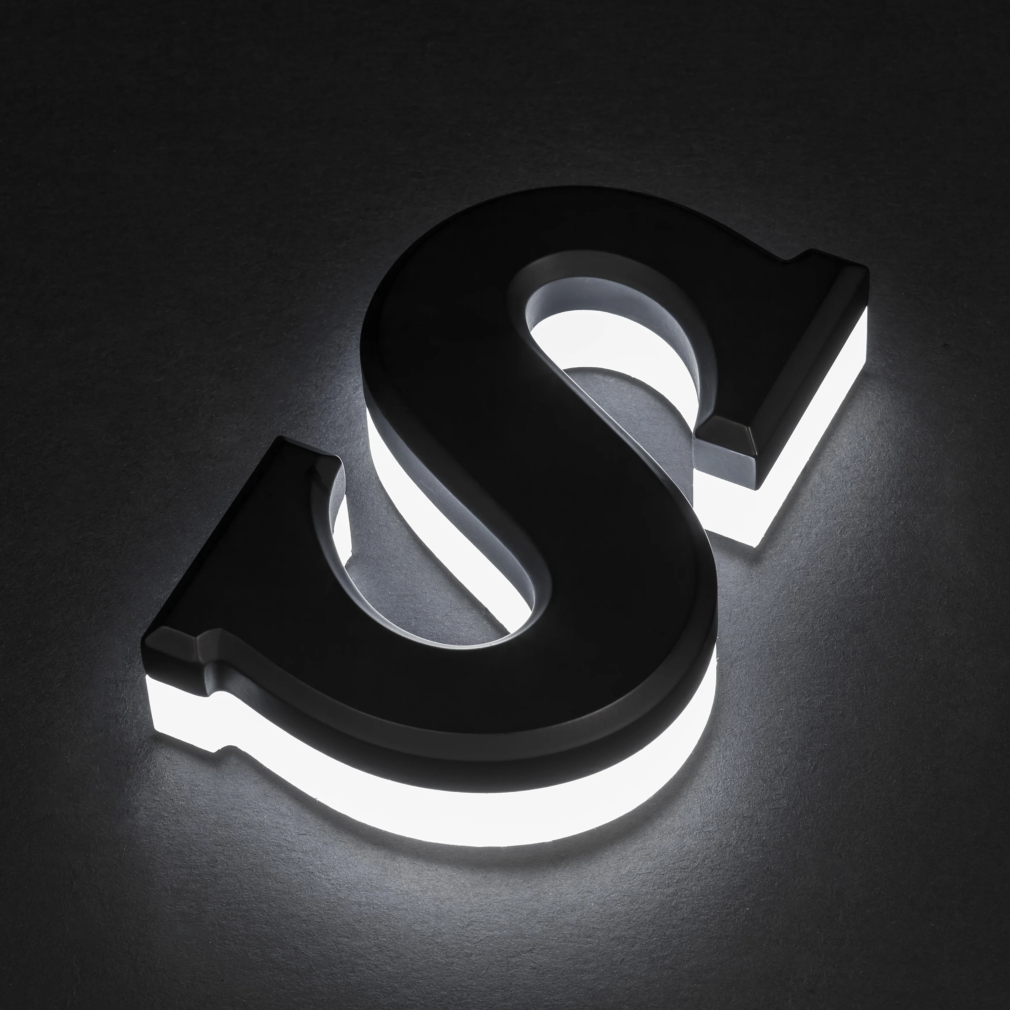 

black painted half side lighting stainless steel metal sign letter
