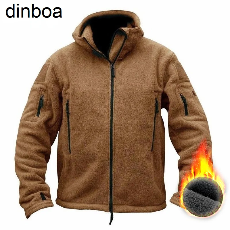 

Dinboa-men's Full Zip Up Tactical Army Fleece Jacket Military Thermal Warm Work Coats Winter Jackets for Men Outwear Windbreaker