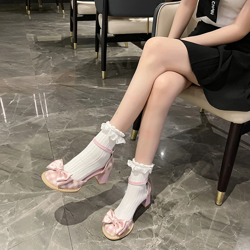 Summer New2022 Fashion Bow Thick Heel 