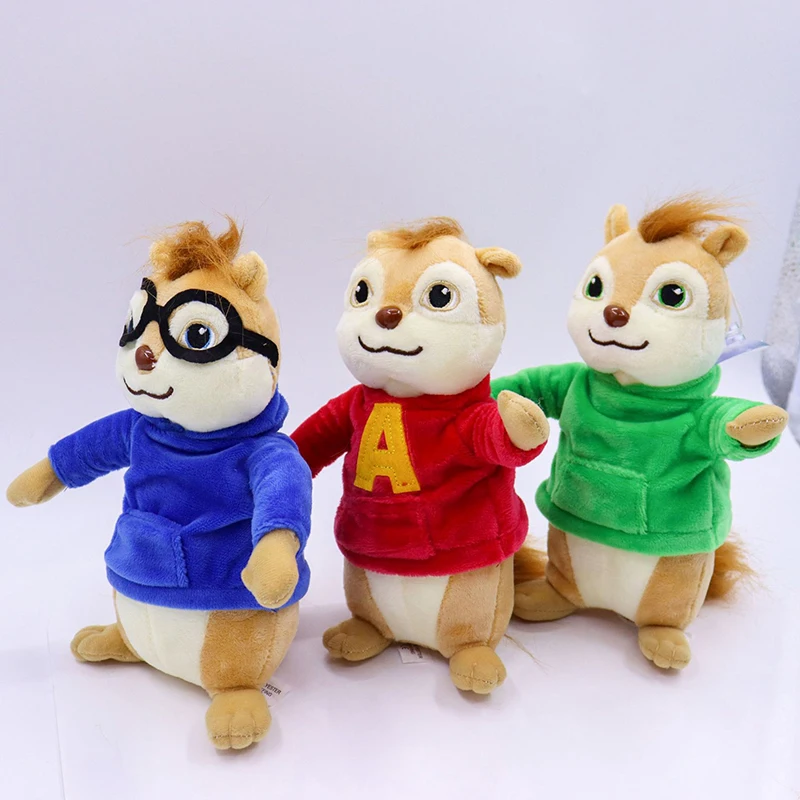 

20cm Alvin and the Chipmunks Plush Toys Kawaii Fluffy Chipmunks Stuffed Animals Children Xmas Gift 3pcs/set