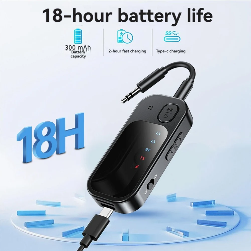DTC6 2-в-1 Многоточечный Bluetooth 5.4 аудиопередатчик-приемник с разъемом 3.5 мм AUX, воспроизведением с TF-карты, HIFI Bluetooth аудиоприемник с микрофоном (art.: 3920dbcc5152a) - 3920dbcc5152a