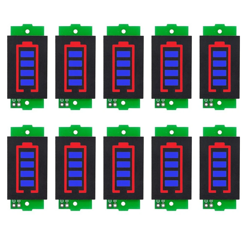 1/2/3/4/6/7/8S Lithium Battery Fuel Gauge Display Module 3-Strings LED Lithium Battery Pack Indicator Board, 10Pcs