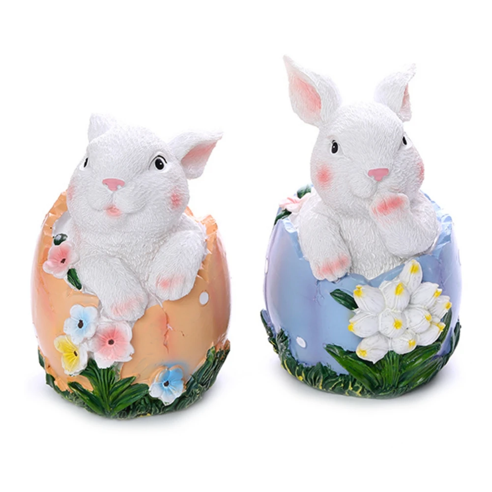 

Creative Rabbit Desktop Decoration Sculpture Easter Broken Egg Rabbit Resin Statue Cute Animal Desktop Decor Sculpture 2023