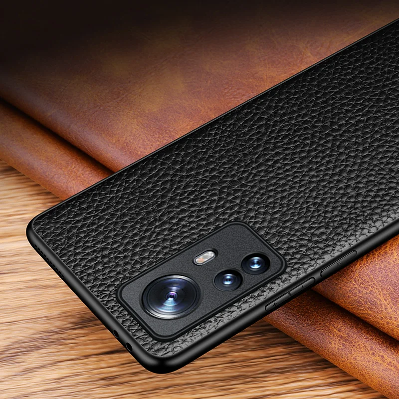Real Genuine Leather Cover For Xiaomi Mi 12 12X Pro 12S Ultra Mi12 Litchi Texture Fine Camera Hole Full Edge Armor Phone Case