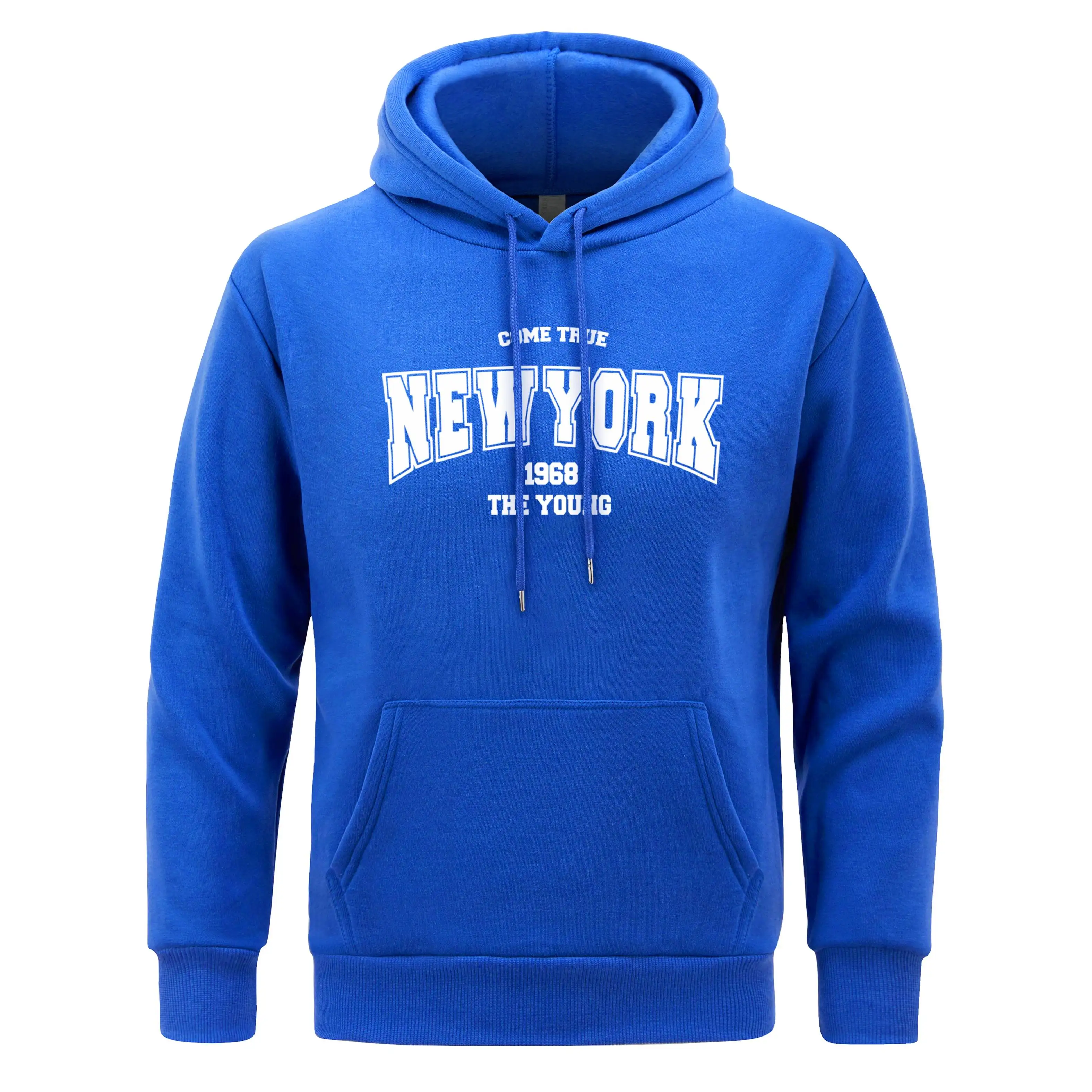 Sweat à Capuche avec Lettres de New York pour Homme Vêtement Chaud et Décontracté Sourire Printemps Automne