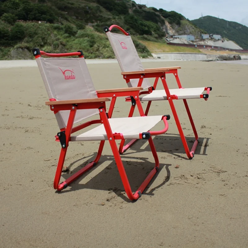 Outdoor Folding Beach Chairs Portable Camping Fishing Picnic Beach Chairs Arm Lawn Cadeira De Praia Patio Furniture QF50OC