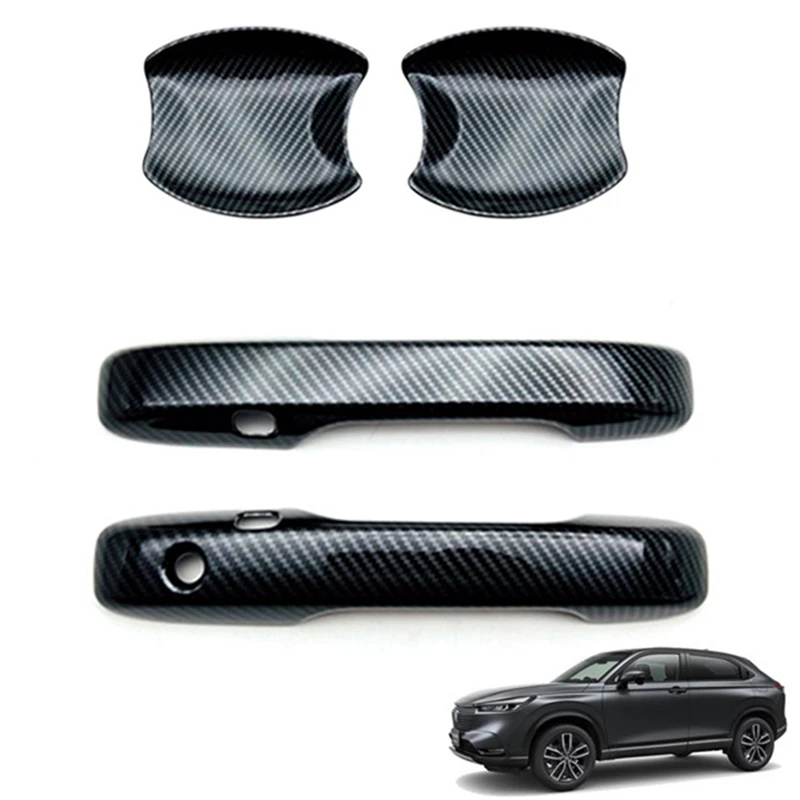 

Автомобильная крышка передней дверной ручки из углеродного волокна, наклейка на дверную ручку, крышка чаши, отделка для Honda HRV HR-V Vezel 2021 2022 RHD