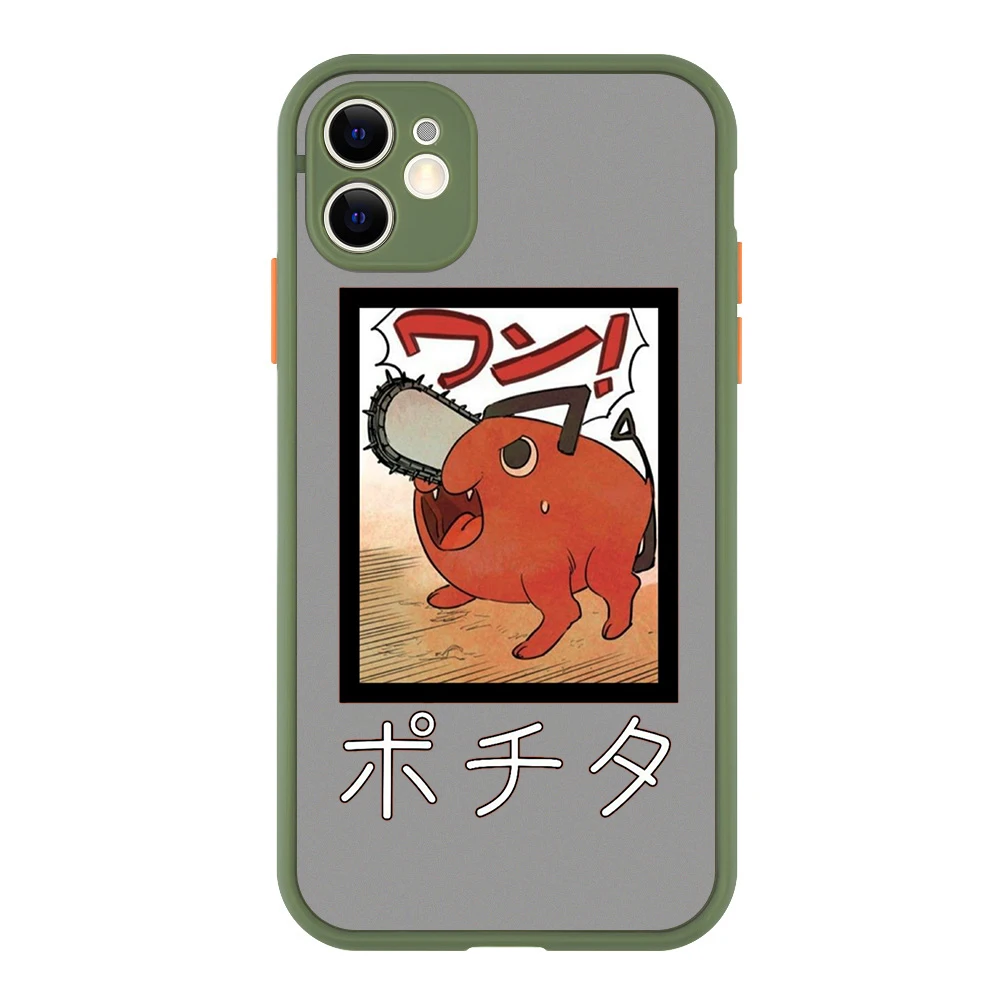 

Chainsaw Man Phone Case Cover for iphone 14 13 12 11 Pro Max 7 8 Plus Coque Bag X XS Max Green Hard PC Frosted Shockproof Shell