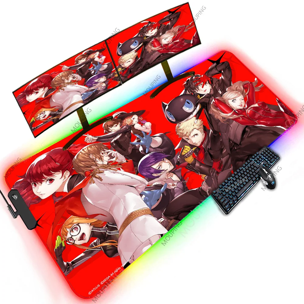 

Persona 5 Anime Mouse Pad Desk Mat 1200x600 XXXXL Led Rgb Pad with Its Print Backlit Big Art JAPAN Office Accessory Ultra Large