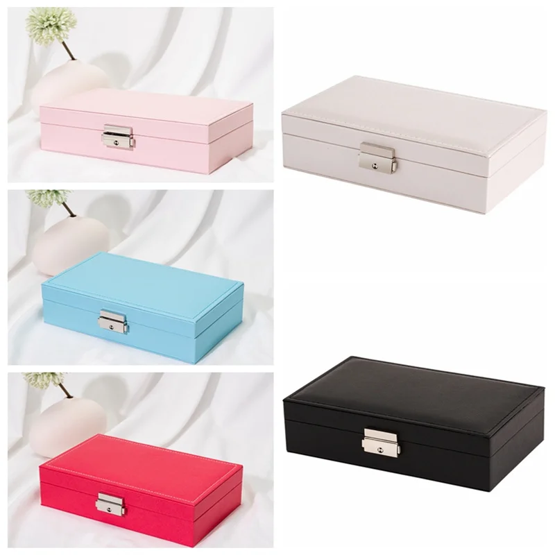 Cross Grain Leather Jewelry Storage Box Portable Storage Box Earrings Ring Items Chain Item Storage Jewelry Packaging Gift Box