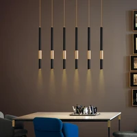 light luxury modern minimalist creative personality hanging chandelier long bar front desk led pendant lamp black gold white