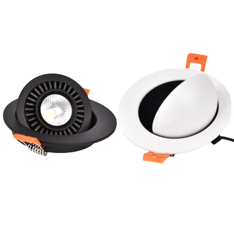 

Round Embedded Dimmable LED Downlight Black/White 12W 15W Light Source 360 ° Adjustable COB Ceiling Spot Backlight Lobby Bedroom