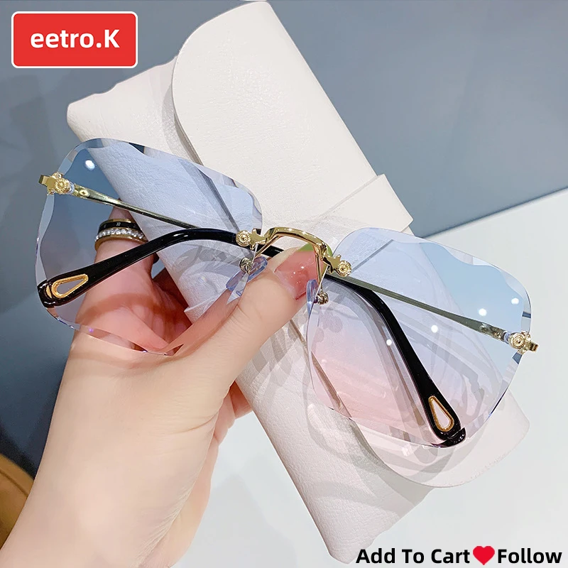 

Sunglasses Women Fashion Sunglass Frameless Cat Eye Sun Glasses Girls Square Eyewear Casual Gradient Shades Drop Free Shipping