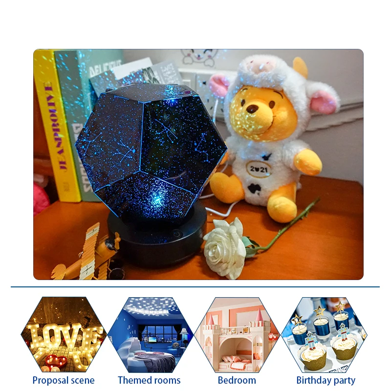LED Star Projector Lamp Children Bedroom Galaxy Night Light Baby Lamp Decor Rotating Starry Nursery Sky Planetary Table Lamp images - 6