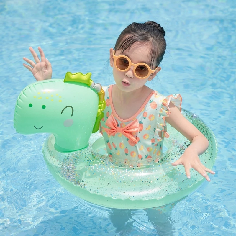 

Baby Swimming Float Ring Inflatable Dinosaur Floats with Safety Handles Pool Toy