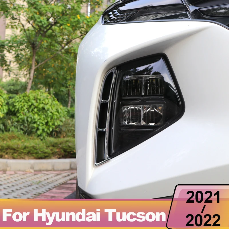 

Подходит для Hyundai Tucson 2021 2022 NX4 гибридные хромированные передние противотуманные светильник ры противотумансветильник фары Накладка для бровей отделка ободок украшение молдинг вставка