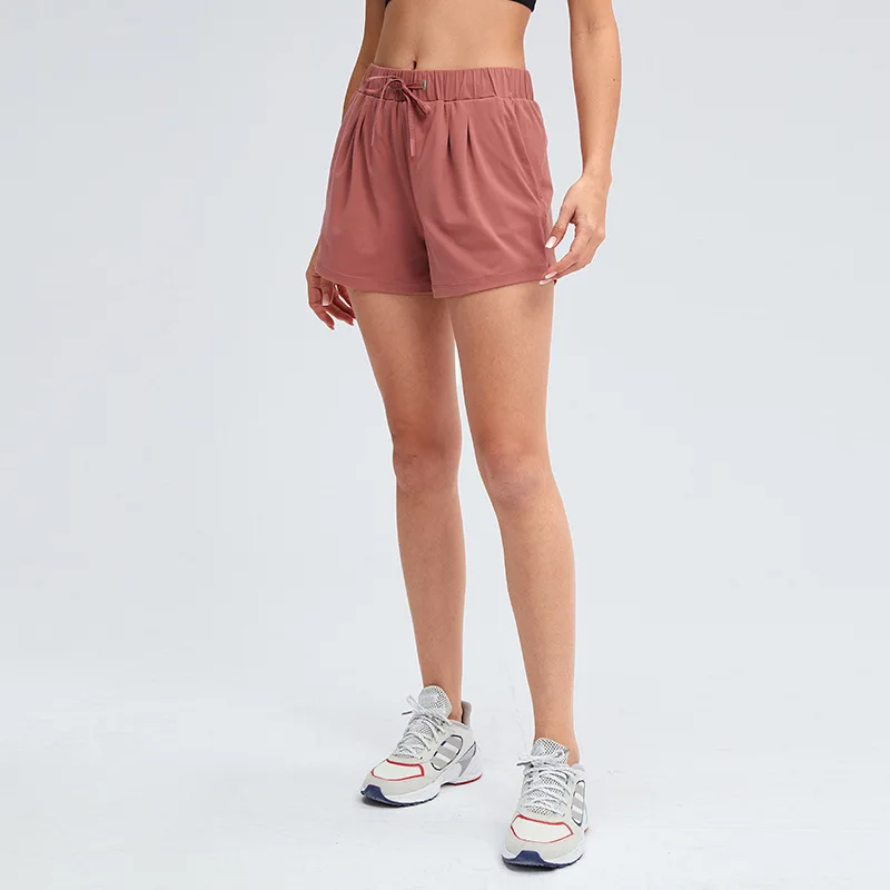 Lulu wemn Yoga Short Stretchy Shorts 2 Out Pocket Sports Shorts Tummy Control Workout Running Athletic RunningShorts