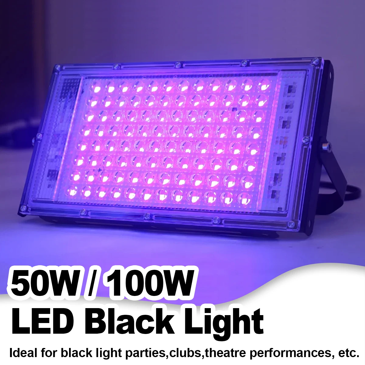 Фото Прожектор Led Uv 50w 100w 395 нм Профессиональный сценический черный свет ультрафиолетовый прожектор №1