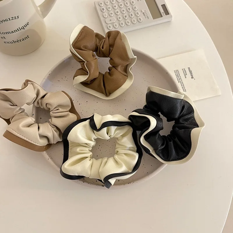 

Imitation Lamb Leather Scrunchie Hair Ring Ins Style All-Match Hair Rope Pu Material Hairhead Rope Simple Girl Hair Accessories