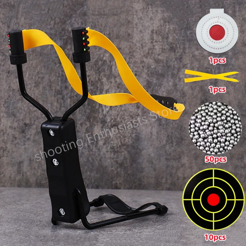 

Outdoor Hunting Catapult with Wrist Rubber Band Powerful Shooting Slingshot High-precision Metal Material Professional Shooting