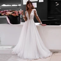 viktoria boho wedding dress sexy charming v neck long sleeves floor length bridal gowns for women custom made vestidos de noiva