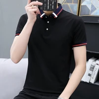 summer new mens business polo plain color cotton short sleeve white large size youth lapel pullover t shirt men clothing
