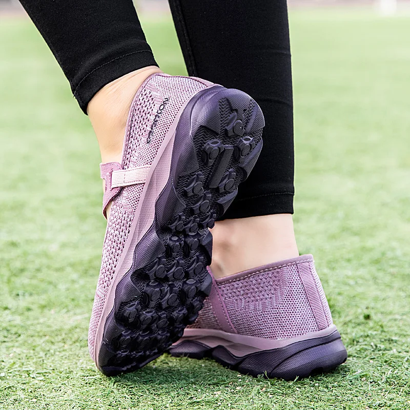 Shoes Women Sneakers Mesh Soft Breathable Shoes Walking Casual Shoes Slip-on Flat Footwear Size 36-41