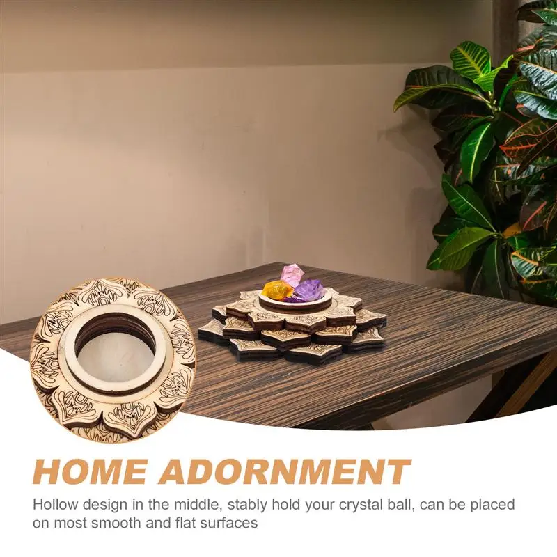

Crystal Ball Wooden Stand Delicate Crystal Ball Base Desktop Adornment for Home