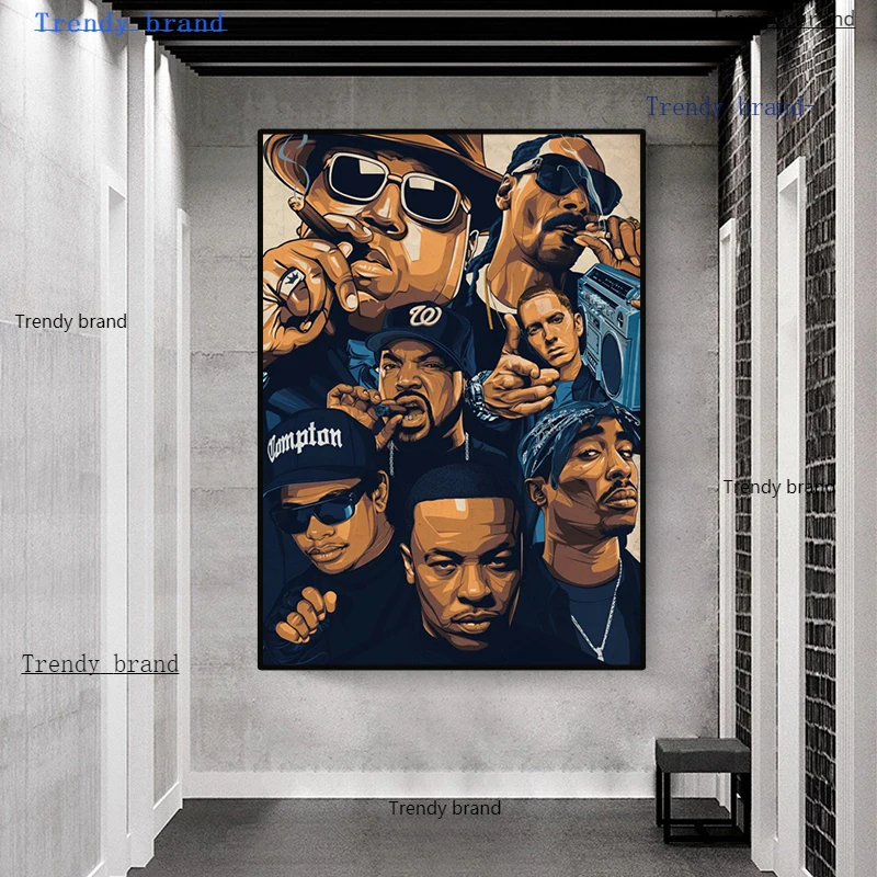

European and American Rap Star Canvas Painting Art Nordic Posters and Prints Wall Pictures for Living Room Decoration Frameless