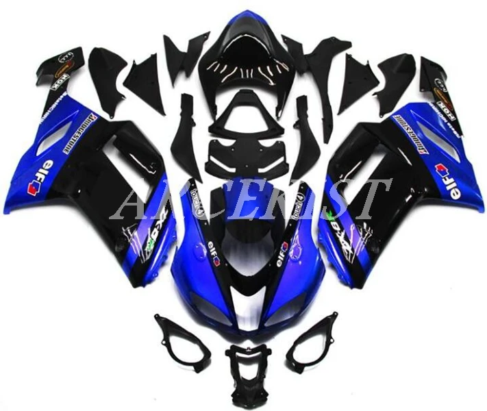 

Обтекатели для мотоцикла нового стиля из АБС-пластика, подходят для kawasaki Ninja ZX6R 636 2007 2008 07 08 6R, цвет черный/синий