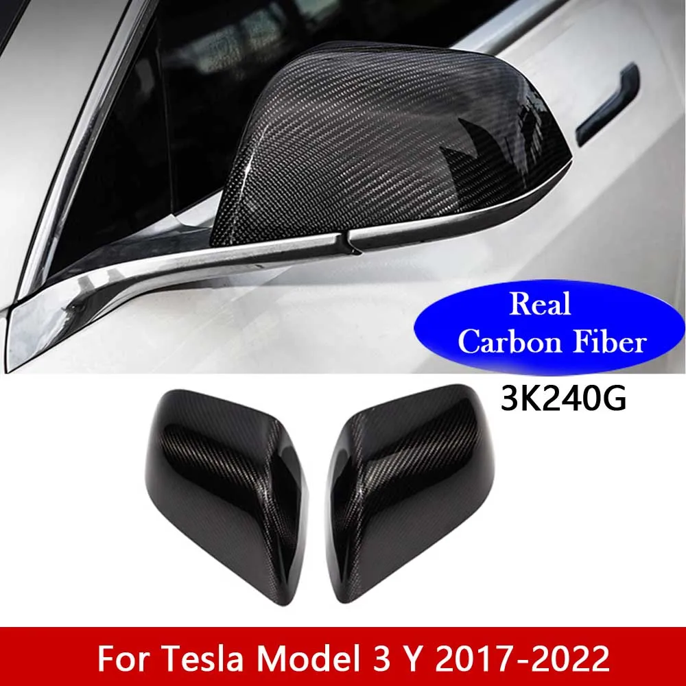 

Car Real Carbon Fiber Rear View Mirror Protective Cover For Tesla Model 3 Model Y 2017- 2020 Model 3 2021 Model Y Accessories
