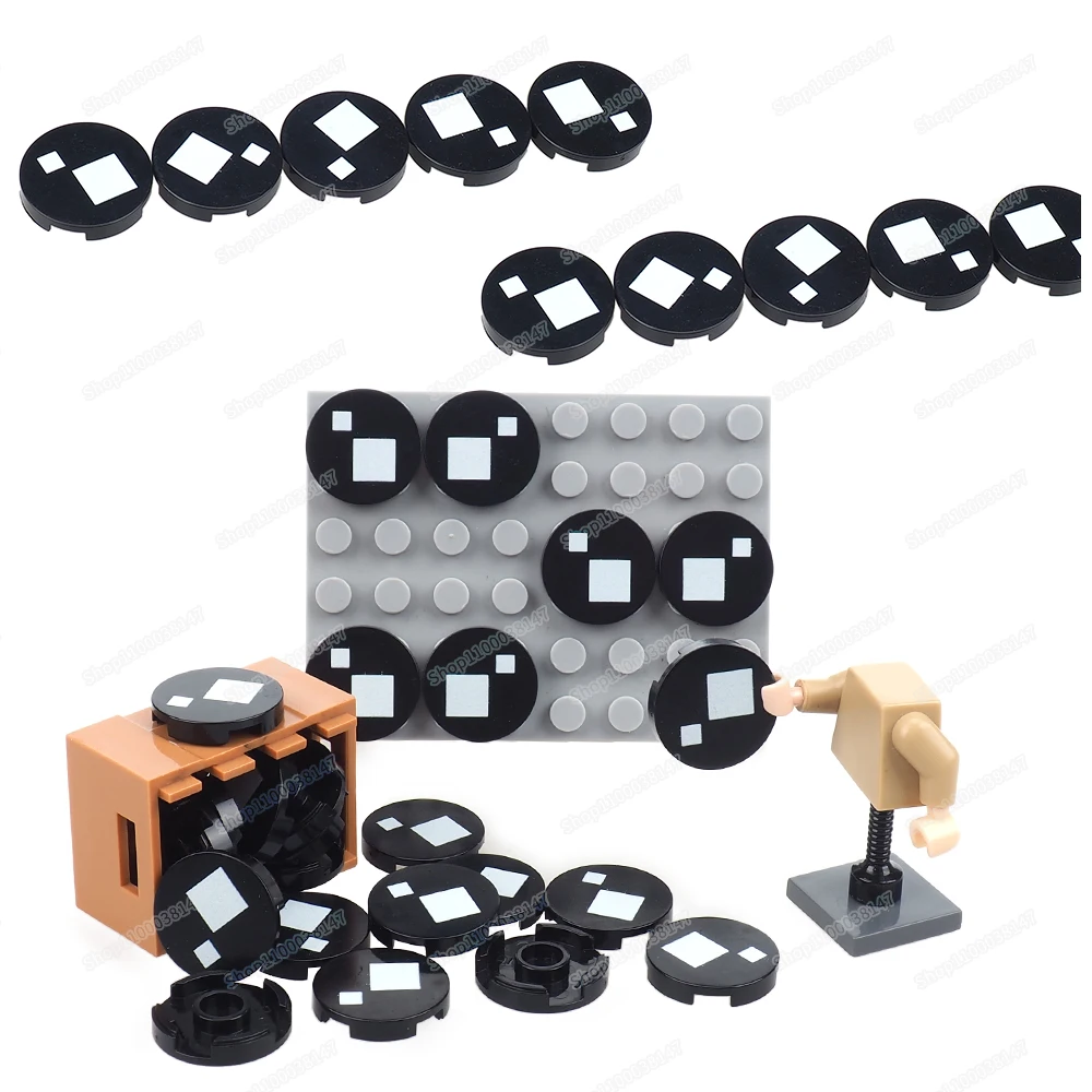 Строительный блок с белым квадратным узором 14769 круг 2X2 плитка печатные блоки MOC