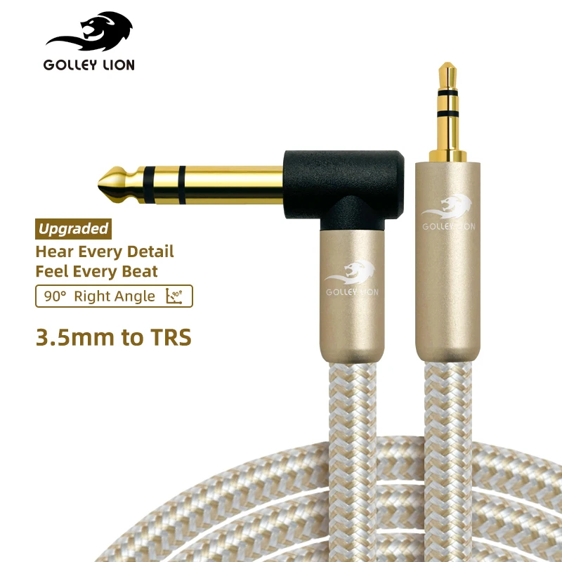 Фото Аудиокабель GOLLEY LION Straight 3.5mm - 6.35mm TRS Stereo с прямым и угловым разъемами, с серебряным покрытием, медный проводник №2