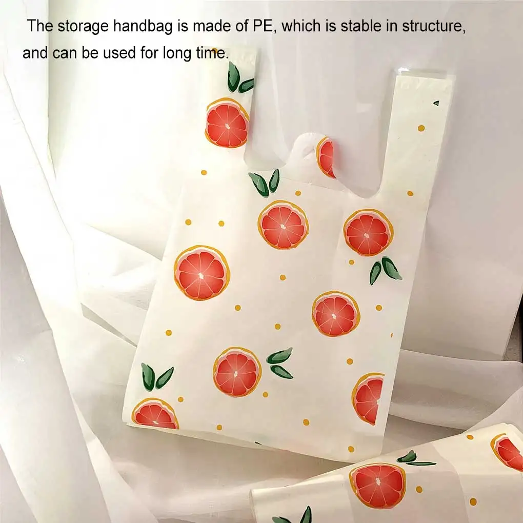 

50 Pieces Shopping Bag Supermarket Store Mall Food Vegetable Snacks Fruits Storage Handbag Organizer Tote Pouch S