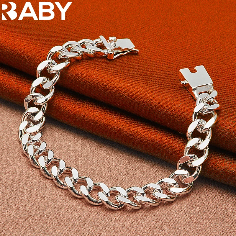 

925 Sterling Silver Noble Classic 10mm Square Chain Bracelet For Man Woman Wedding Party Charm Fashion Jewelry High Quality Gift