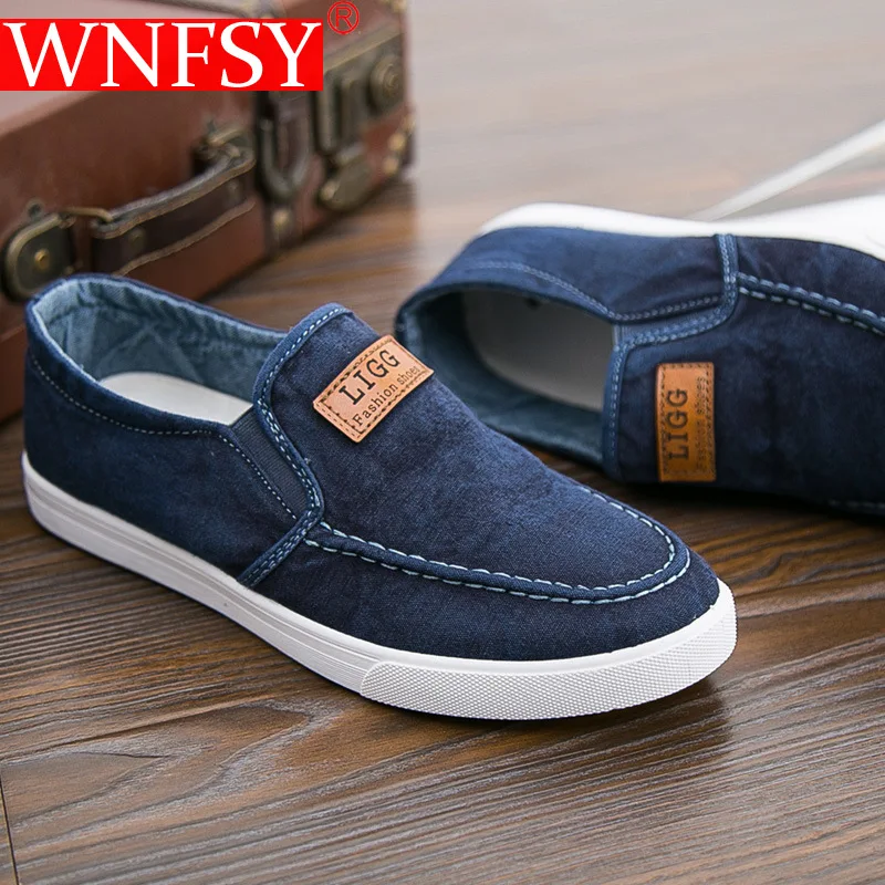 

Wnfsy Men's Casual Shoes Breathable Canvas Denim Sneakers Men Walking Flats Lightweight Anti-slip Man Loafers Shoes Zapatillas