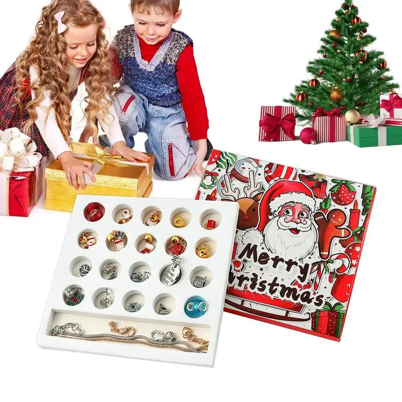 Christmas Jewelry Advent Calendar Christmas Bead Set Jewelry DIY For Kids With 24 Beads Christmas Bell Elk Beads School Award