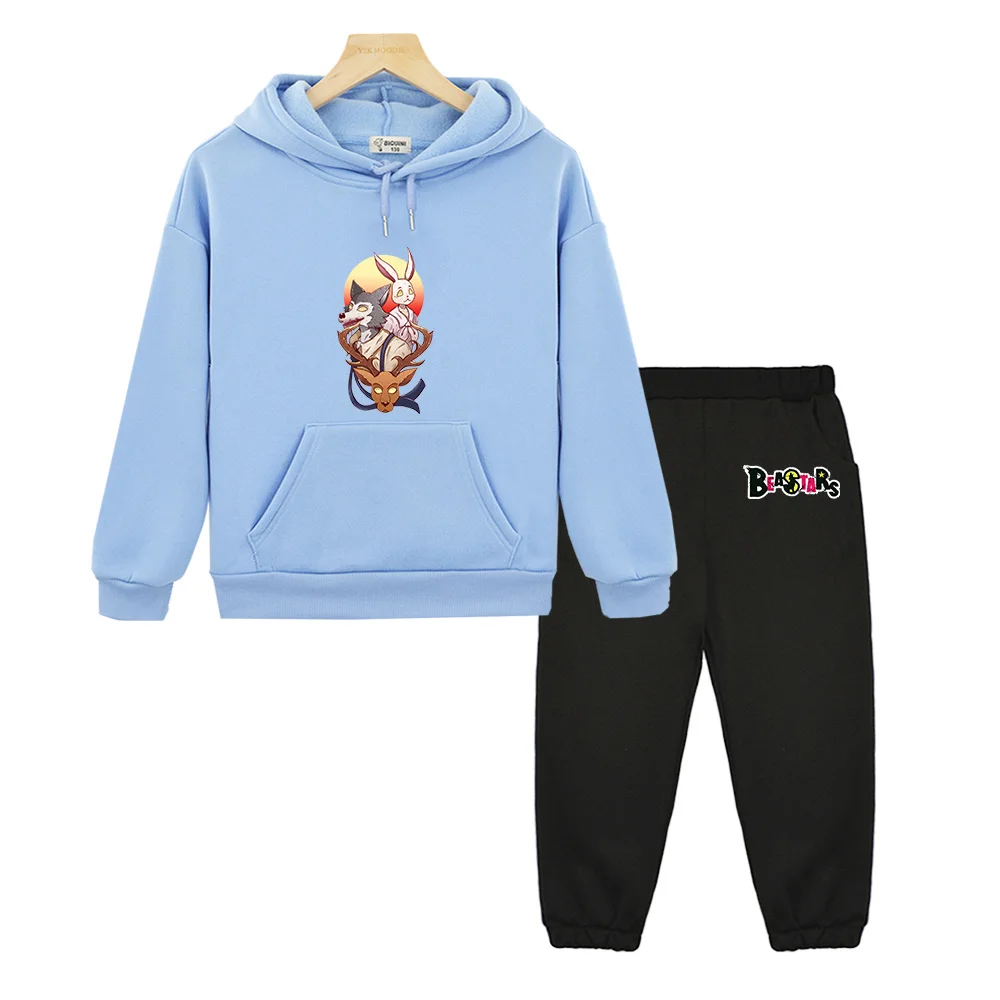 Japanese Anime Beastars Graphic Hoodies for Girl Kids Sweatshirts Suit Boy Pants+top 2pcs Kawaii Children Clothing Set Costume