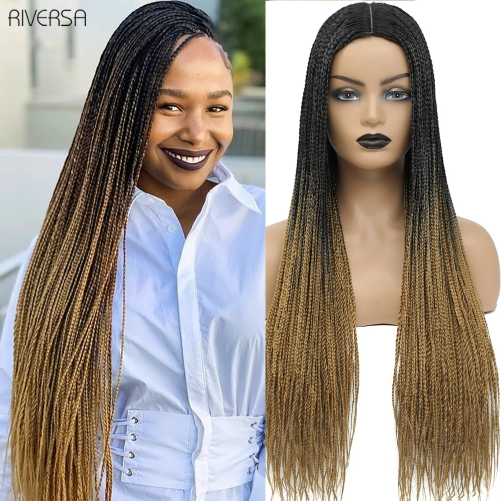 Box Braided Wigs for Black Women 26 inch Long Straight Crochet Box Braids Glueless Braided Wig Fake Scalp Synthetic Fiber Wigs