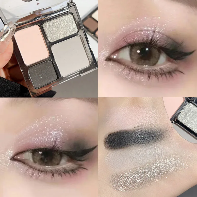 Блестящие дымчатые серые тени для век Палитра стойкие матовые перламутровые