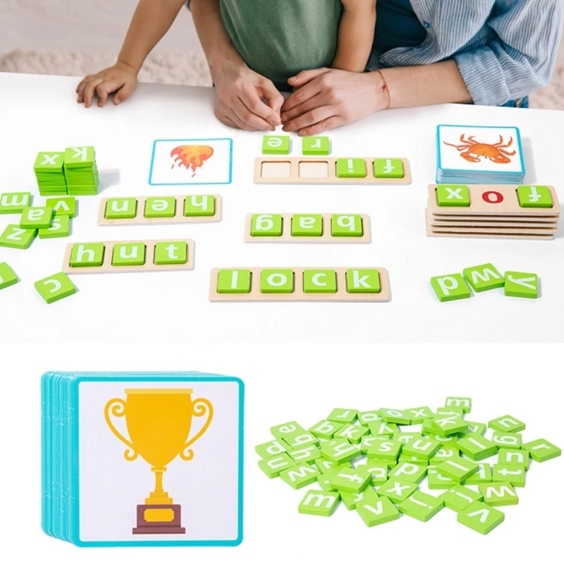 

HUYU Word Spelling Game Wood Spelling Word Puzzle Game Spelling Game Toddlers Preschool Learning Activities for Toddler