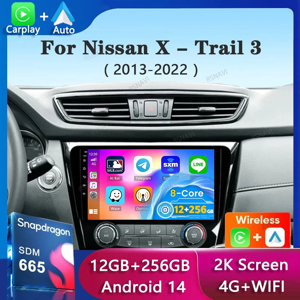 Автомобильное радио Android 14 для Nissan X-Trail Xtrail X Trail 3 T32 2013 2014 2015 2016 2017 навигация GPS