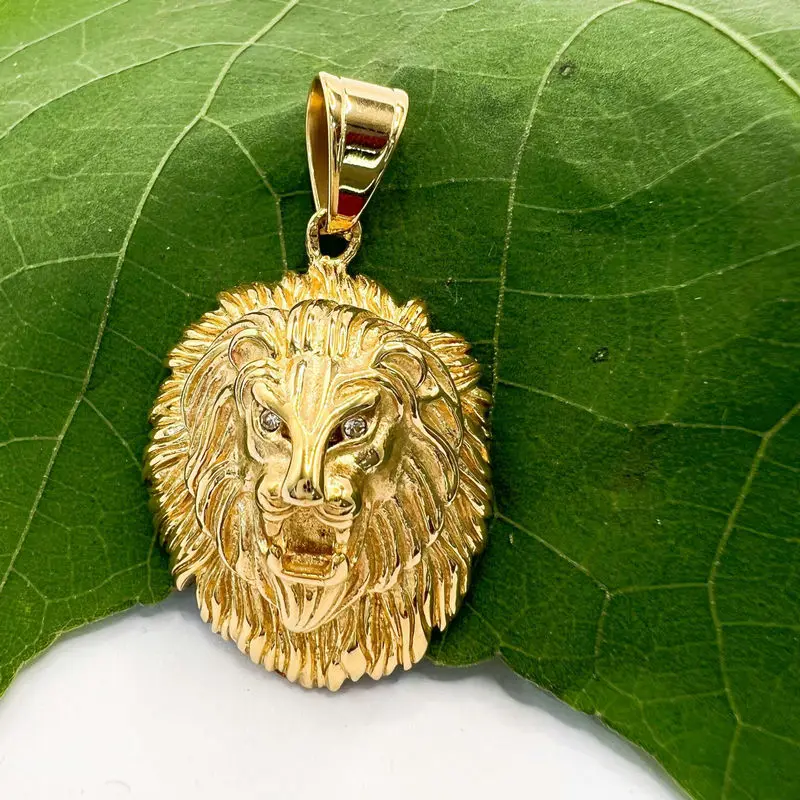 Мужская позолоченная подвеска в виде льва из нержавеющей стали