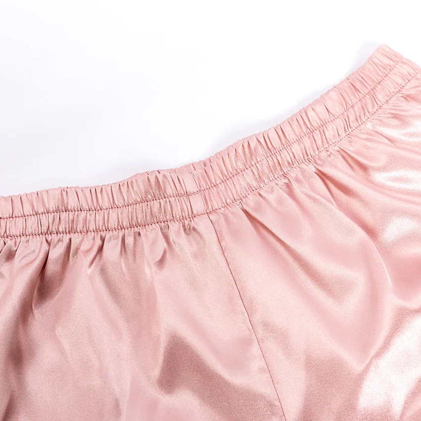 High Quality Pajamas For Women Short Sleeves Silky Satin Lady Pijamas 2 Piece Sets Sleepwear Girls Nightgown