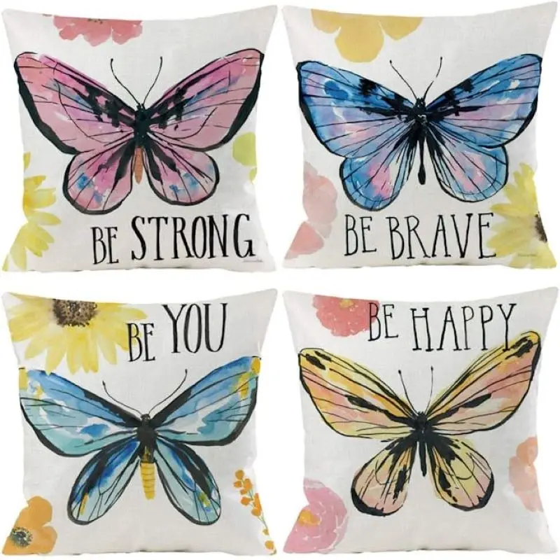 

Декоративная наволочка-бабочка для подушки, наволочка для подушки, декоративные Квадратные наволочки из хлопка и льна, наволочка для подушки